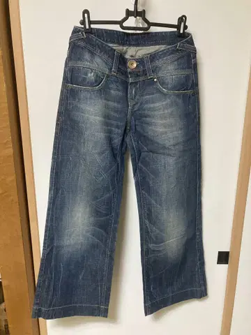 이탈리아제 26인치 다크 블루 와이드 레그 데님