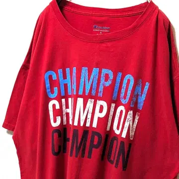 챔피온 Champion 빅 로고 티셔츠 레드 빨간색 XL 구제 의류