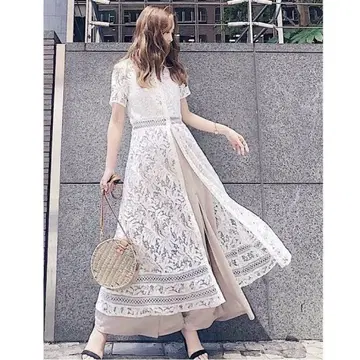 rienda 리엔다 레이스 맥시 가운 원피스 화이트