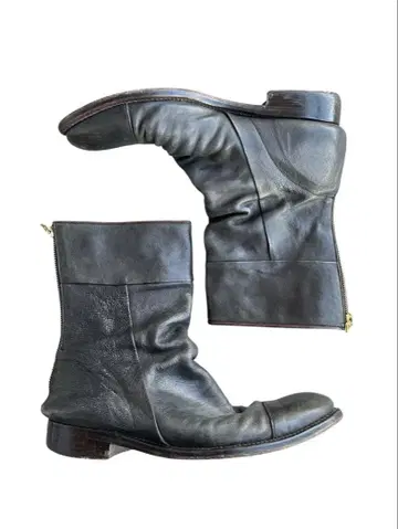 back zip 드레이프 leather boots