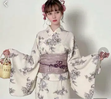 꽃무늬 유카타 오비 세트 2way 세퍼레이트 유카타