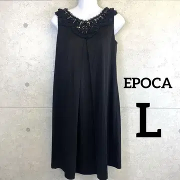 [ EPOCA 에포카 ] 비쥬 장식 슬리브리스 원피스 L 깨끗한 블랙
