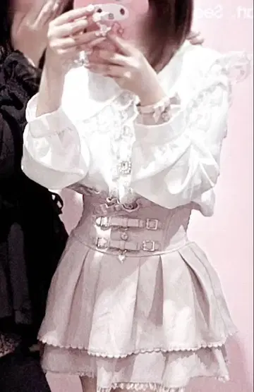 LIZLISA 2단 리본 벨트 치마바지 핑크
