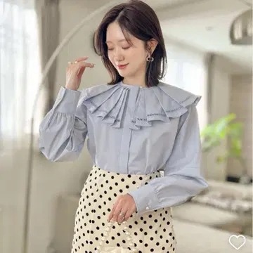 메종에쉘 사다리 레이스 빅 칼라 셔츠 펄 스카이블루 블루