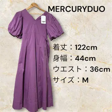 미사용 새상품 MERCURYDUO 핑크 퍼프 슬리브 롱 원피스 M