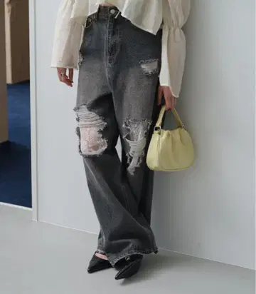 레이스 데님 팬츠