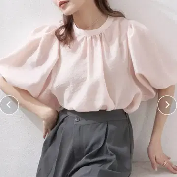 VANNIE U 시어 퍼프 블라우스 반팔 블라우스