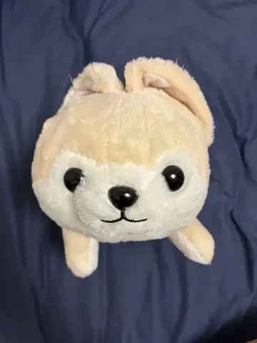 강아지 봉제 인형 리본 포함 크림색