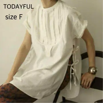 [ size F ] TODAYFUL 하프 슬리브 드레스 셔츠 사이드 리본