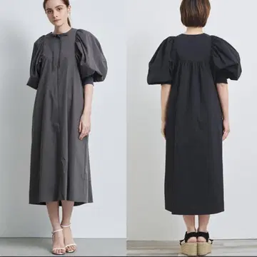 요리 앞뒤 2way 퍼프 슬리브 원피스