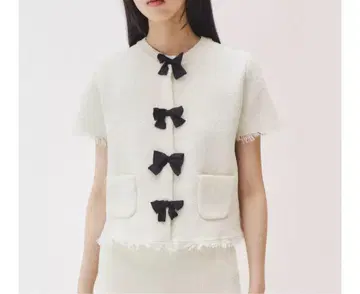 ZARA 컷오프 마감 리본 니트 자켓 새상품 S
