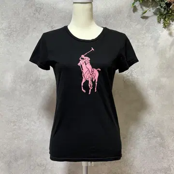 Ralph Lauren 블랙 반팔 티셔츠 핑크 빅 포니
