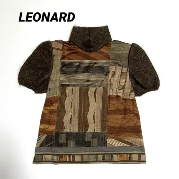 LEONARD 레오나르 터틀 이소재 니트 반팔 L