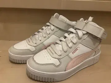 PUMA 화이트 핑크 하이컷 스니커즈