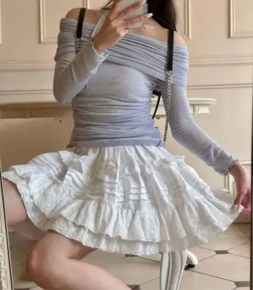 [미사용 새상품] epine lace cotton panier white