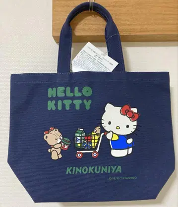 새상품 기노쿠니야 KINOKUNIYA 키티 한정 토트 백 네이비