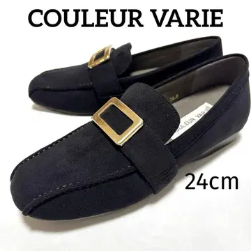 [새상품급] COULEUR VARIE 골드 금장 장식 로퍼 블랙 24cm