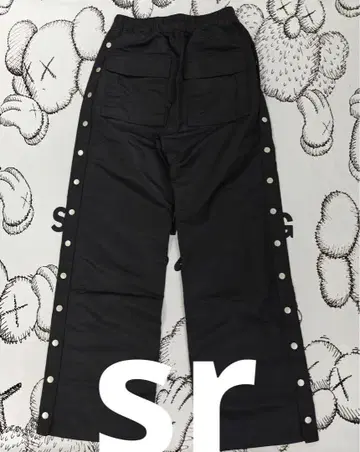 Rick Owen 블랙 팬츠 버튼 사이드 슬릿