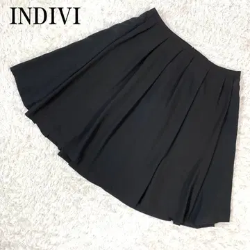 INDIVI 인디비 캐주얼 플레어 쉬폰 스커트 블랙 38 B2433