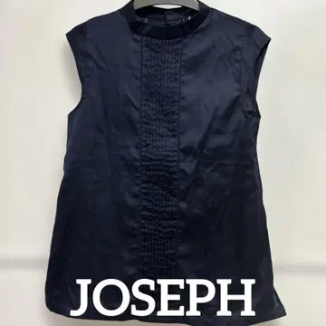 JOSEPH 네이비 코튼 슬리브리스 셔츠 플리츠 디자인 36