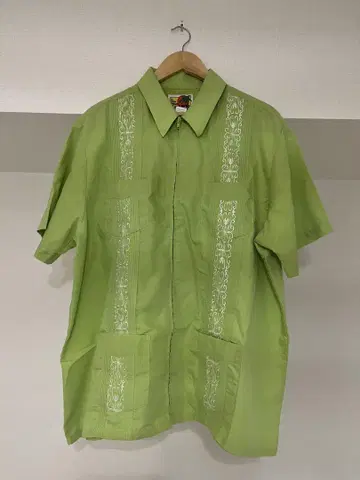 GUAYABERA 반팔 셔츠 라임 그린