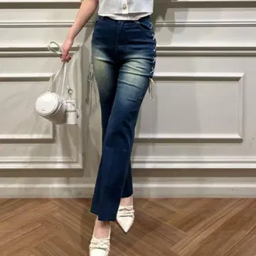 레이스업 데님 팬츠 인디고