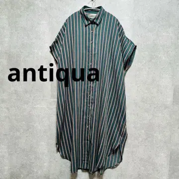 antiqua 레트로 스트라이프 롱 셔츠 원피스