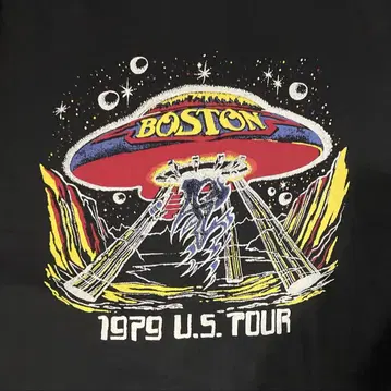 미사용 미착용 보스턴 1979년 U.S. 투어 GU 제품 락밴드 티셔츠