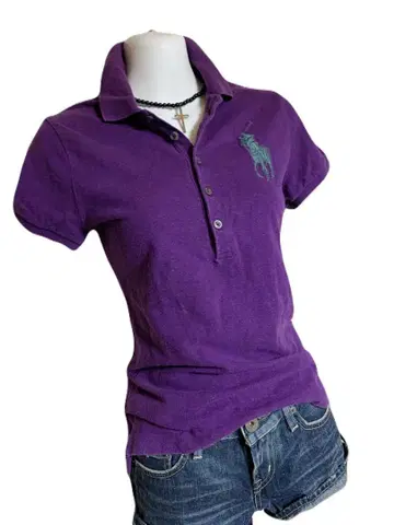 90년대 RALPH LAUREN 자수 빅 포니 피케 셔츠 피치T