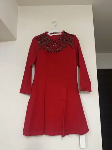 EZPopsy 빨간색 비즈 장식 A라인 원피스