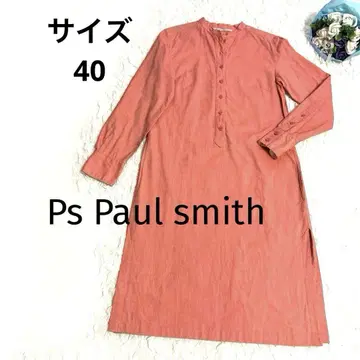 살몬 핑크 린넨풍 긴팔 셔츠 원피스 L 40 PS. 볼 스미스