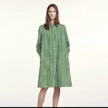 marimekko 요카포이카 피콜로 셔츠 원피스 그린 코튼