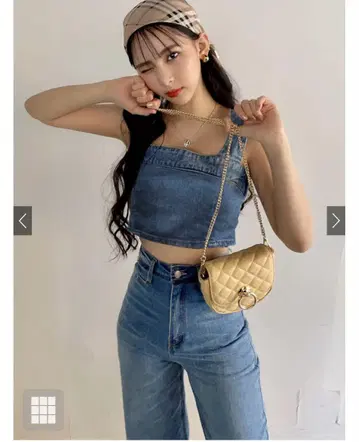 그레일 뷔스티에 X 와이드 팬츠 데님 셋업[gm604]