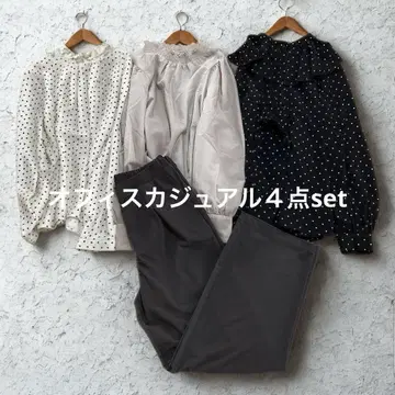 [묶음 판매] 긴팔 블라우스 3장 & 팬츠 1점 오피스 캐주얼 set