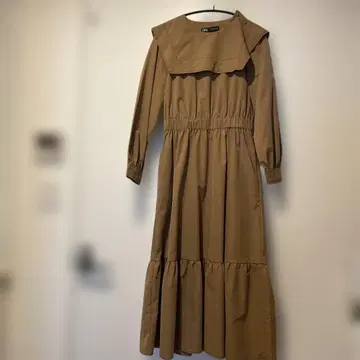 ZARA 긴팔 원피스 브라운 빅 사이즈 옷깃 롱 기장