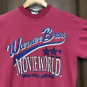 90년대 AUS 워너 브라더스 MOVIE WORLD 티셔츠 S 핑크