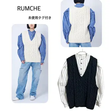미사용 택 포함 RUMCHE 도킹 셔츠 니트 스트라이프