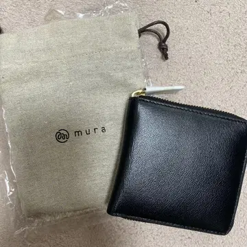 mura 블랙 가죽 접이식 지갑