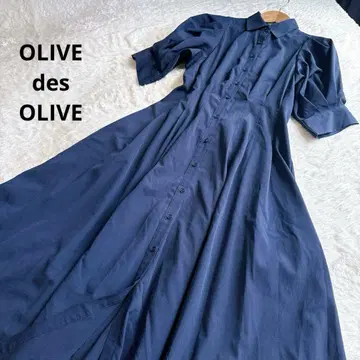 OLIVE des OLIVE 네이비 반팔 롱 셔츠 원피스 맥시 기장