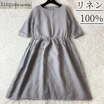 3 새상품급 비스크네스트로브 후염 린넨100% 드로스트 개더 원피스