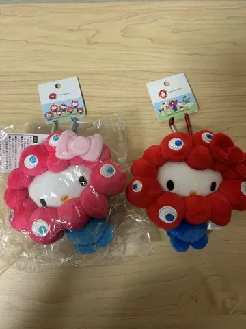 엑스포 먝먝 코스프레 봉제 인형 헬로키티 카라비너 포함 2개 세트