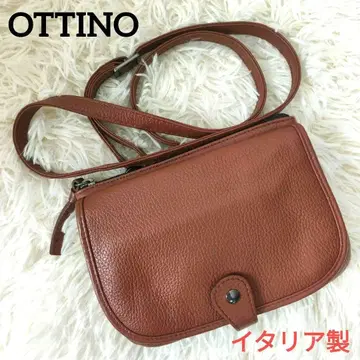 새상품급 OTTINO 사선 가케 주름 가죽 미니 숄더백 브라운