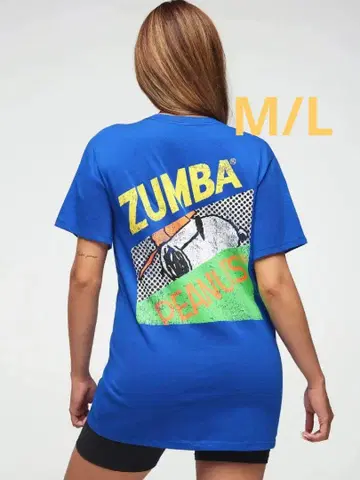 ZUMBA 스누피 T셔츠 여성용 남성용 남녀공용 파랑 M/L