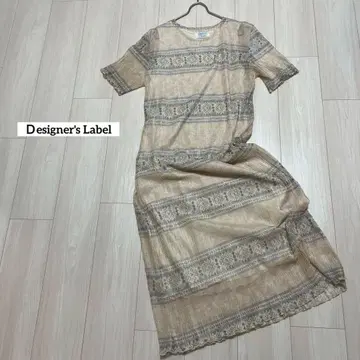 Designer's Label 베이지 반팔 F 사이즈 롱 원피스