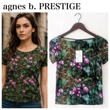 [새상품] agnes b. PRESTIGE 전사 프린트 꽃무늬 티셔츠 S