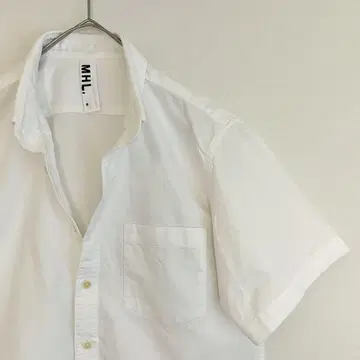 [거의 미사용] 인기 스테디셀러 MHL 반팔 버튼다운 셔츠 코튼 화이트