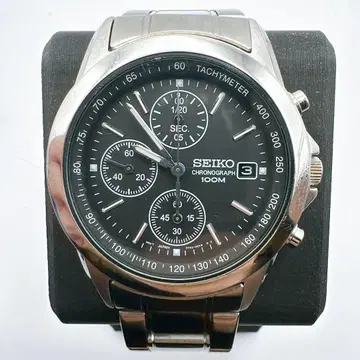 새상품급 작동품 SEIKO 세이코 크로노그래프 남성용 블랙 다이얼 실버
