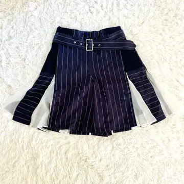 sacai 사카이 큐롯 팬츠 팬츠 스커트 스트라이프 플리츠