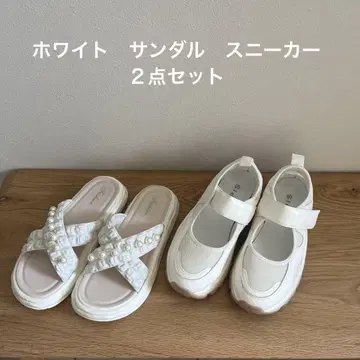 귀여운 신발 2세트 화이트 샌들 스니커즈