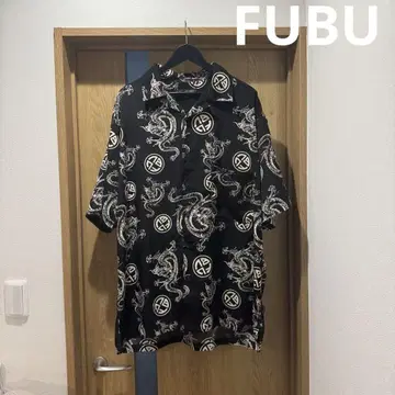 [ FUBU ] '용 일본풍 패턴 알로하 셔츠' 오픈 카라